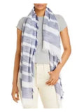 AQUA Womens Blue Cotton Striped Scarf Fringed Ischia Lightweight Scarf