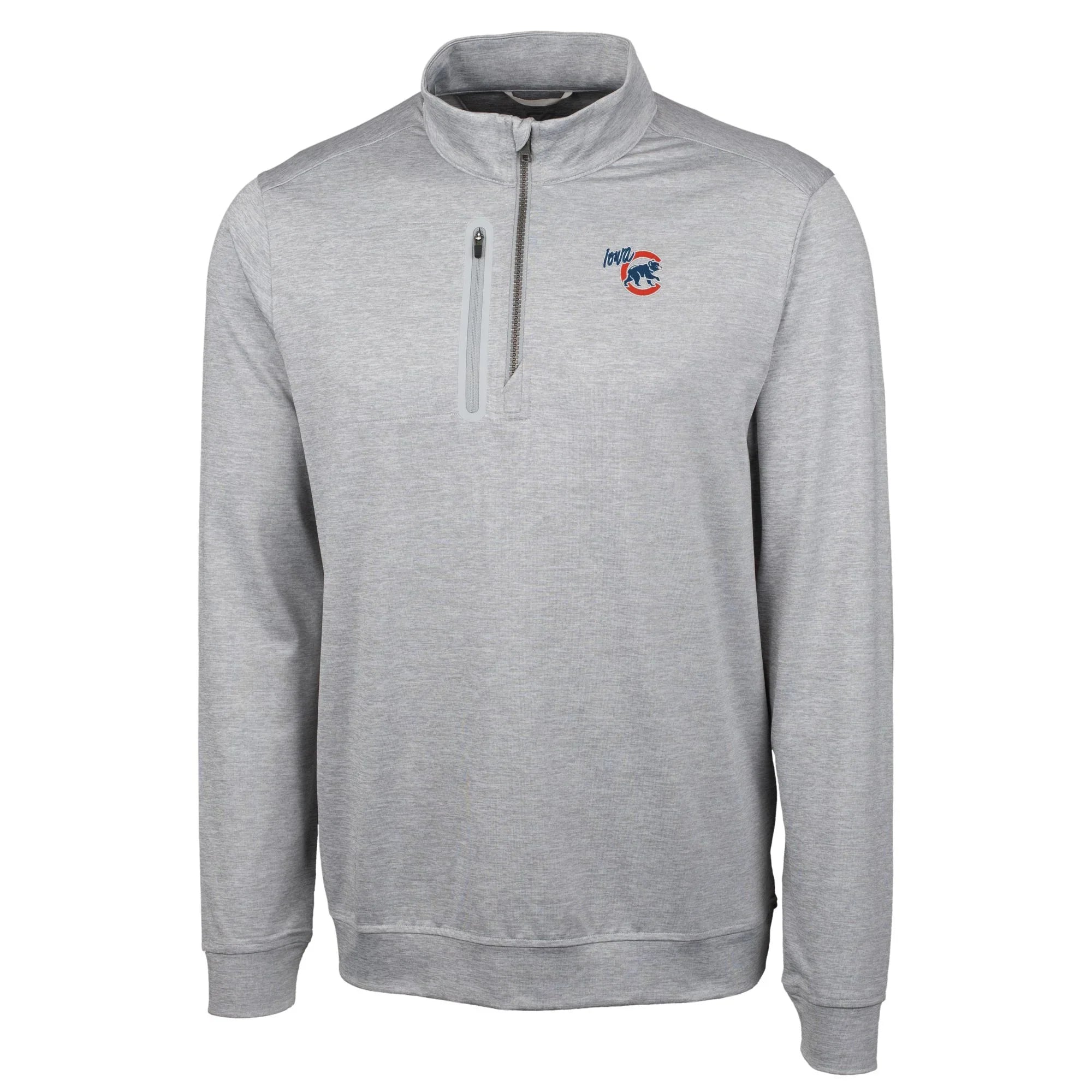 Men's Cutter & Buck  Gray Iowa Cubs Big & Tall Stealth Heathered Quarter-Zip Pullover Top