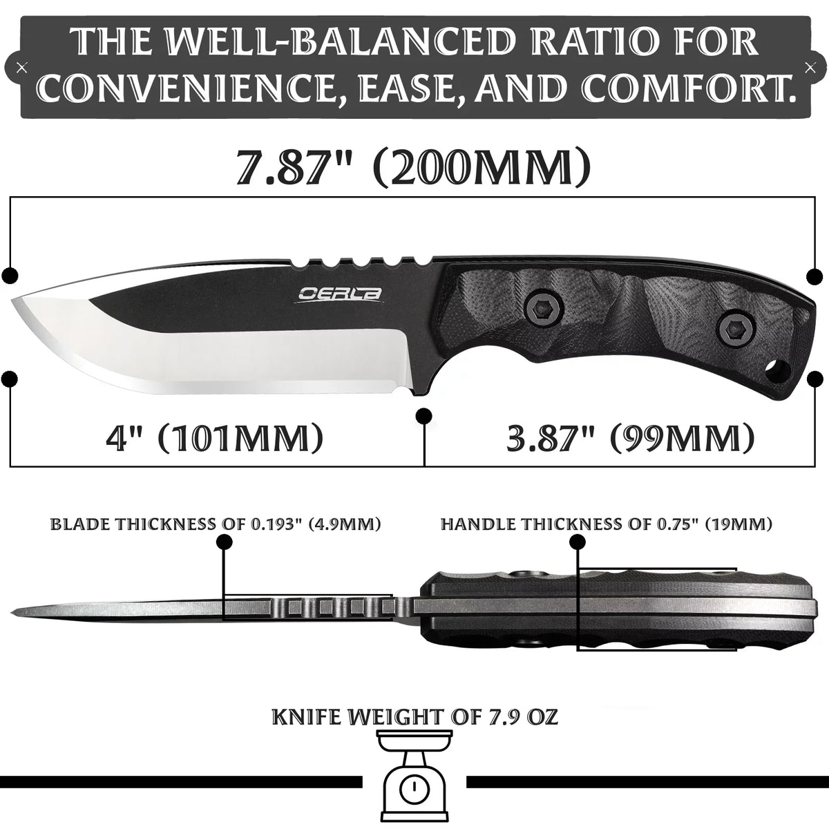 OERLA DE-0014 Fixed Blade Knife Full Tang Outdoor Camping Hunting Survival Knife