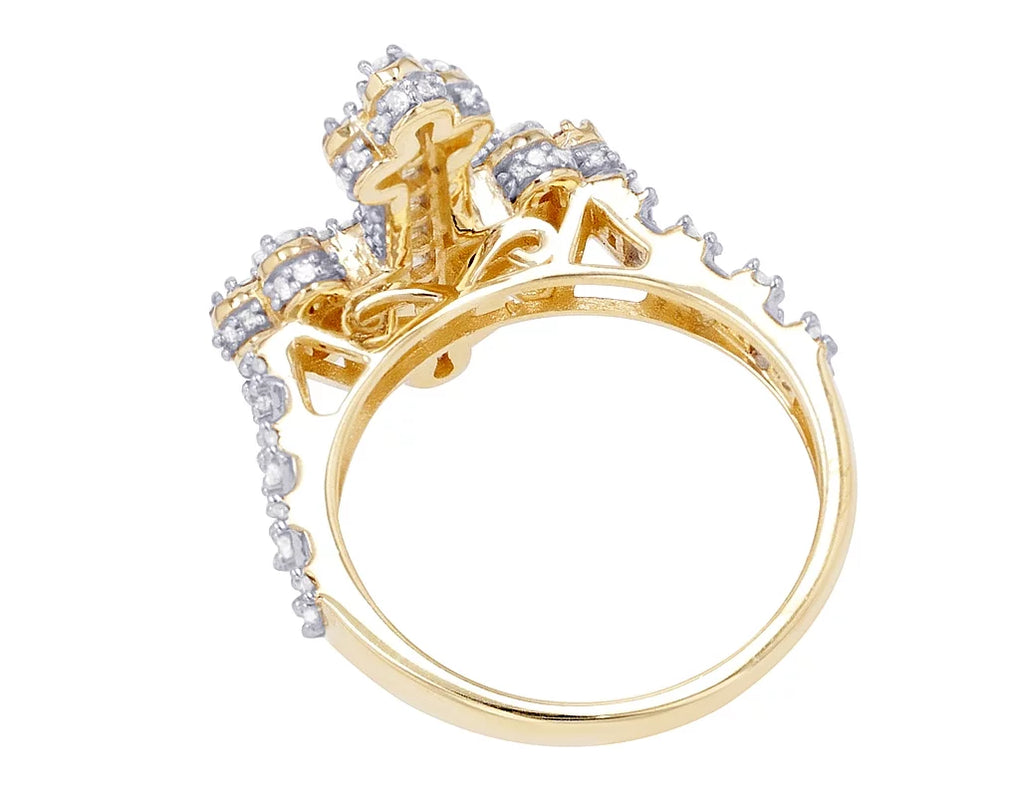 Baguette Cross  0.875 CT Diamond Ring 10K Yellow-White Gold