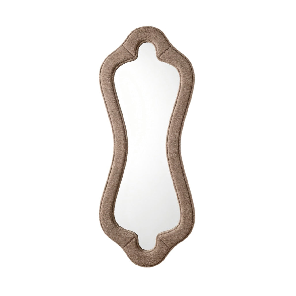 Elegant Curved Wall Mirror with Soft Fabric Frame