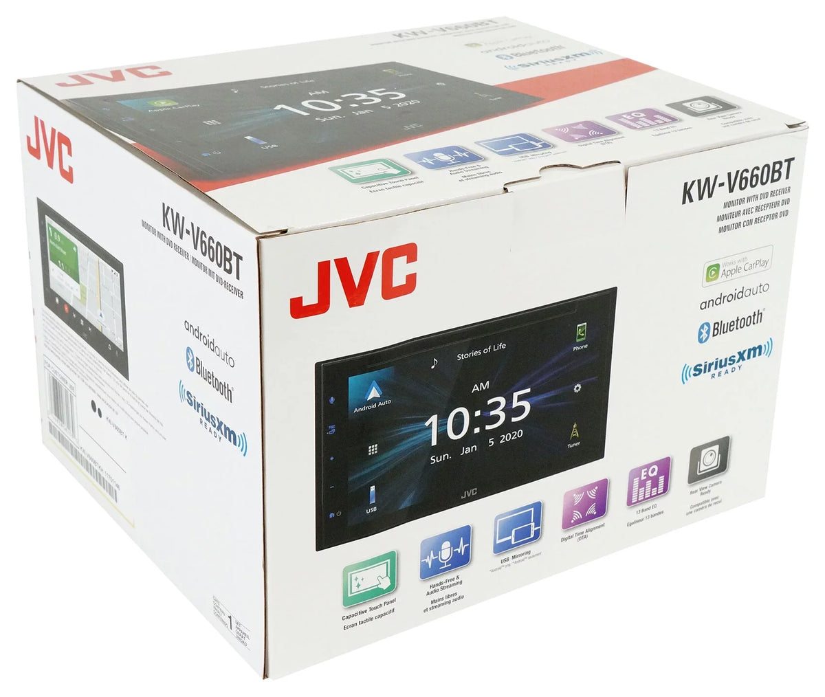 JVC KW-V660BT 6.8" Car Monitor DVD Carplay/Bluetooth/Android Receiver+Backup Cam