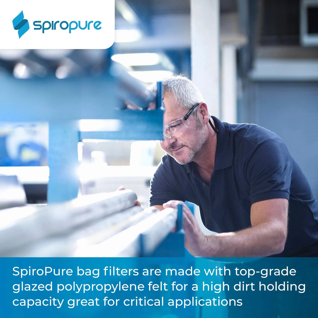 SpiroPure SP-BP-410-100 100 Micron #3 (10”) Glazed Polypropylene Felt Liquid Bag Filter BP-410-100 155393-03 (Case of 40)