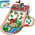 Fun Little Toys 88PCs Wooden Play Set, Enchanting Wooden Train  Set for Toddlers Age 3+