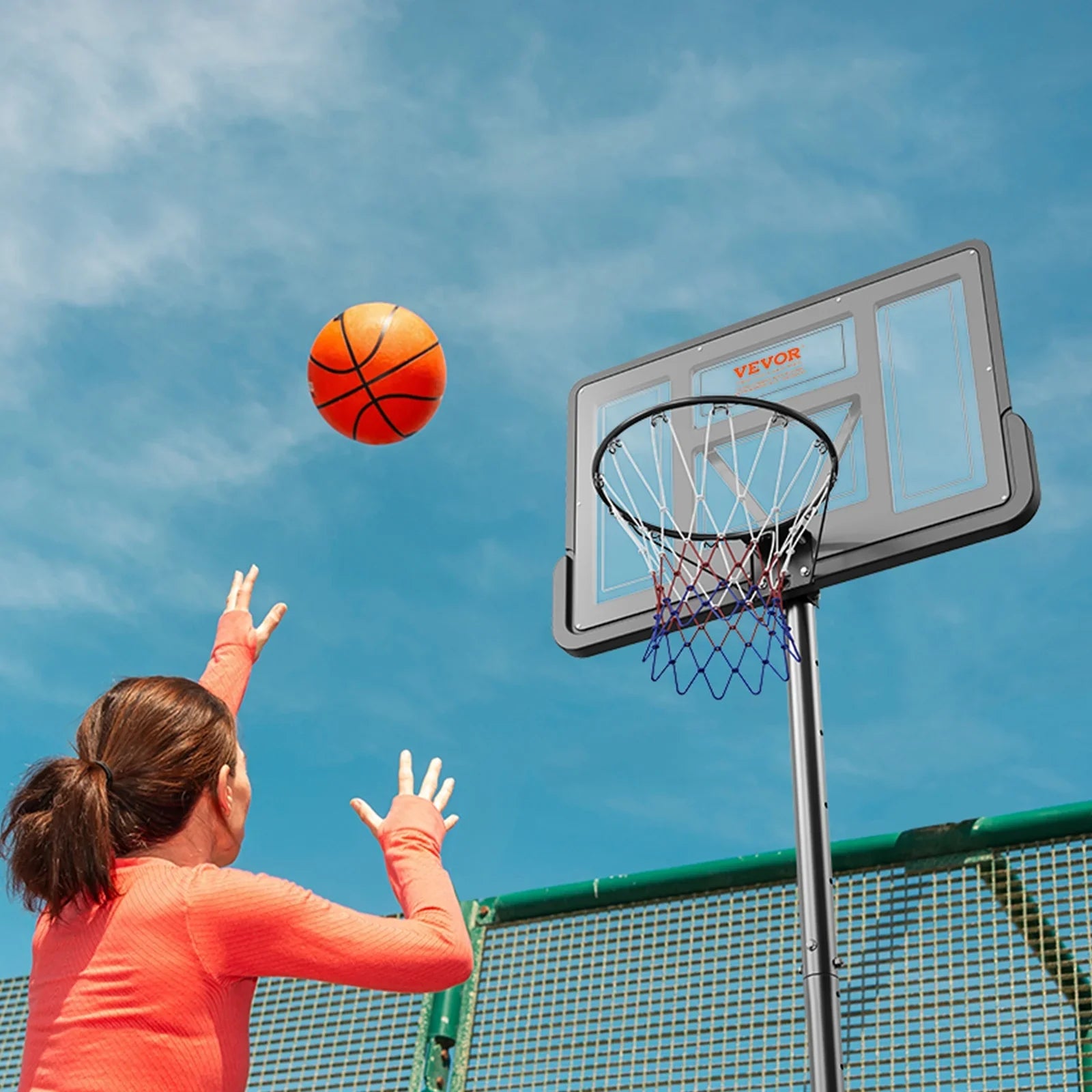 SKYSHALO Portable Basketball Hoop Goal 4-10ft Adjustable Height, Indoor Outdoor Basketball Hoop System w/ 44" Shatterproof Backboard and Stand Wheels for Teenagers Youth Junior
