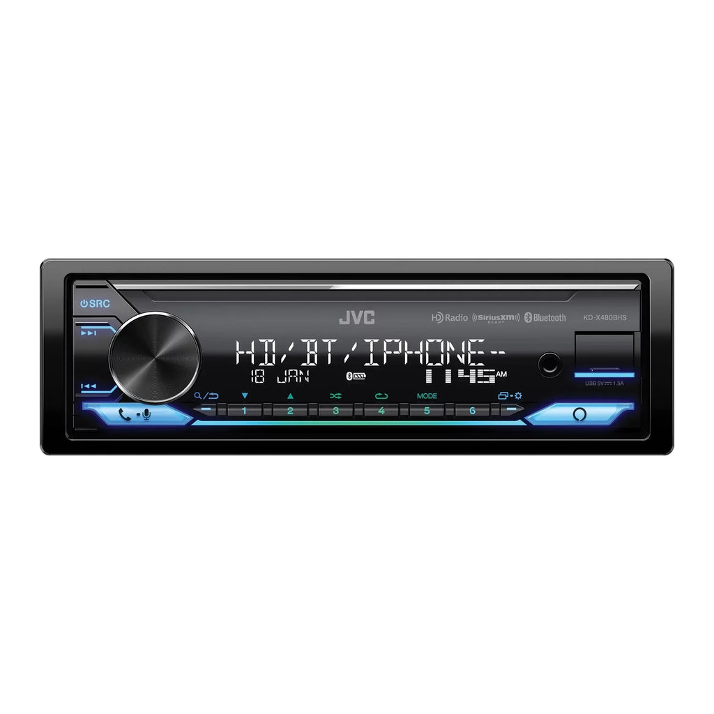 JVC KD-X480BHS KD-X480BHS Car In-Dash Unit, Single-DIN Digital Media Receiver with Bluetooth, Alexa Built-in, HD Radio, and SiriusXM Ready