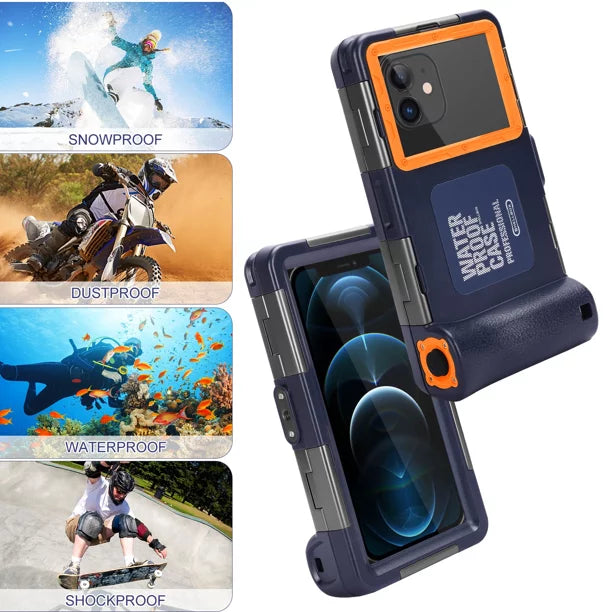 UrbanX Professional [15m/50ft] Swimming Diving Surfing Snorkeling Photo Video Waterproof Protective Case Underwater Housing for Oppo F7 And all Phones Up to 6.9 Inch LCD with Lanyard