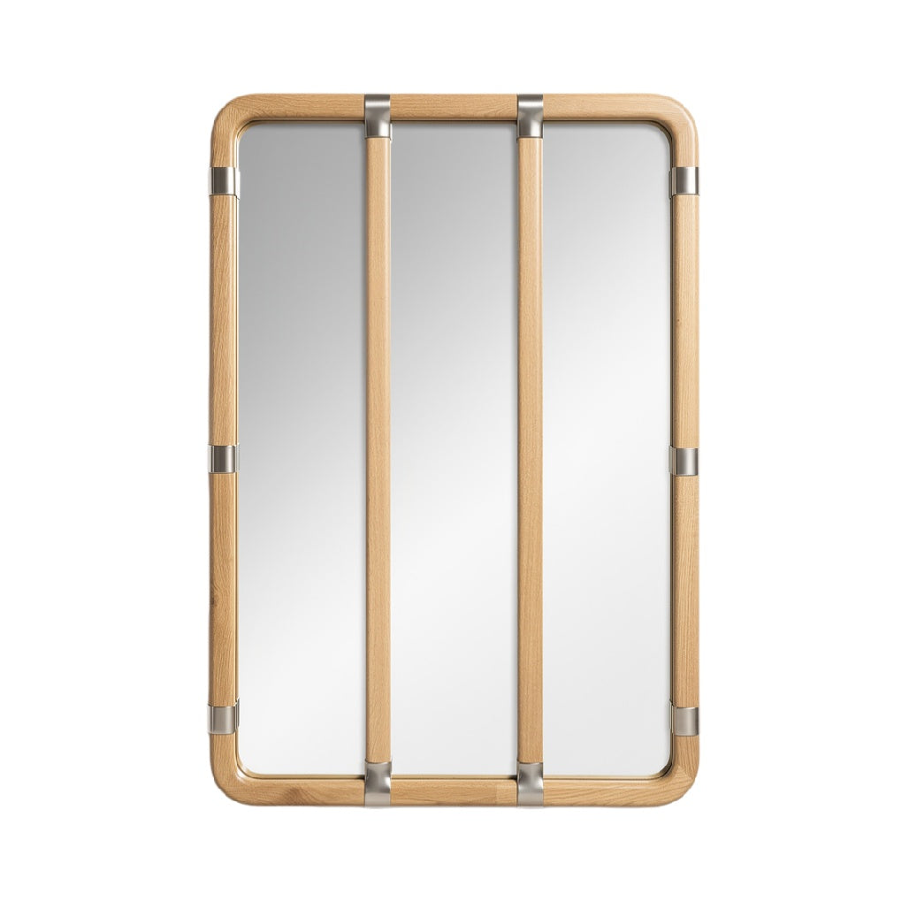 Modern Wooden Frame Mirror with Triple Pane Design