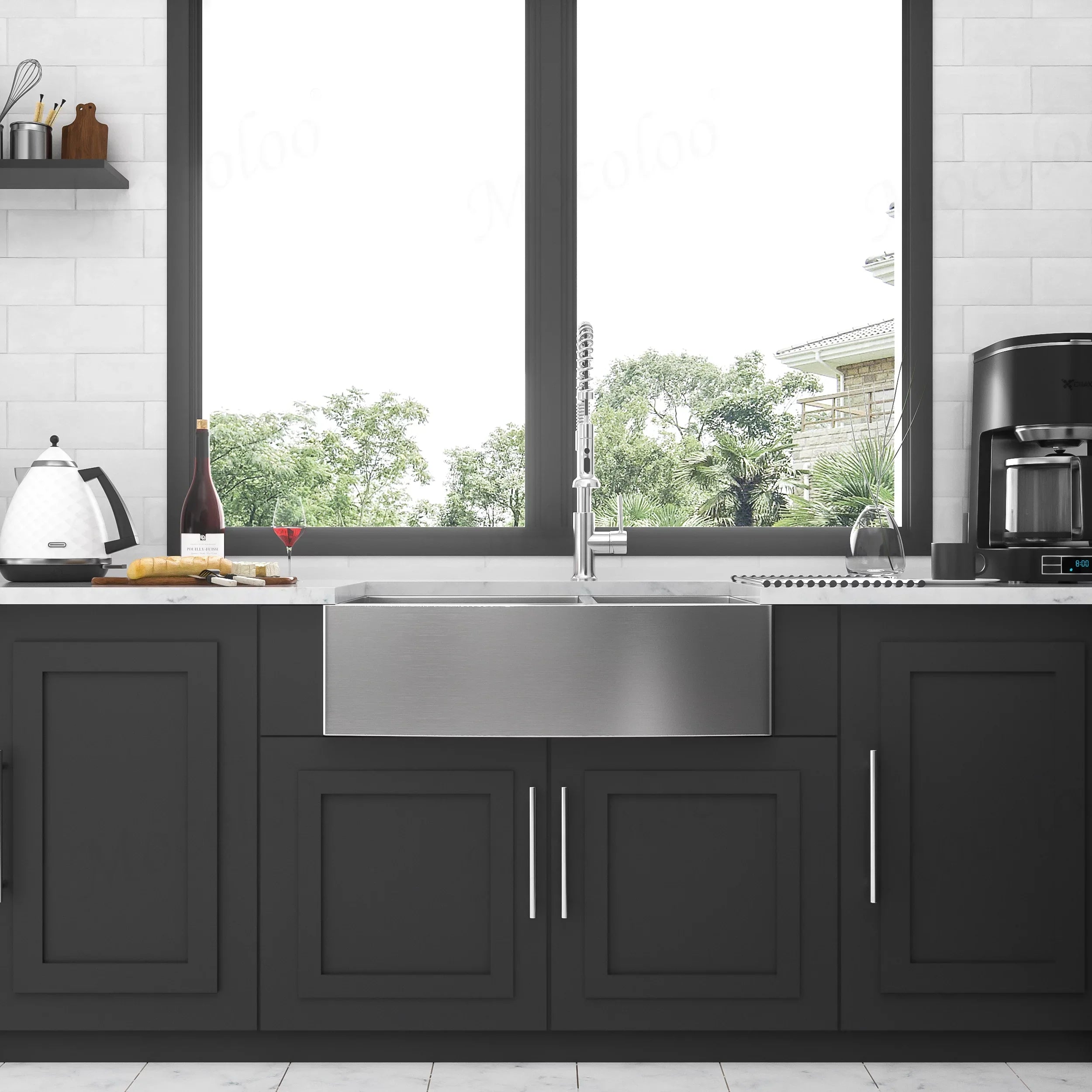 33 Inch Double Farmhouse Sink - Mocoloo Apron Front Kitchen Farm Sink 18 Gauge Stainless Steel Farmhouse Sink 33x20x9 Inch Double Bowl 60/40 Kitchen Sink
