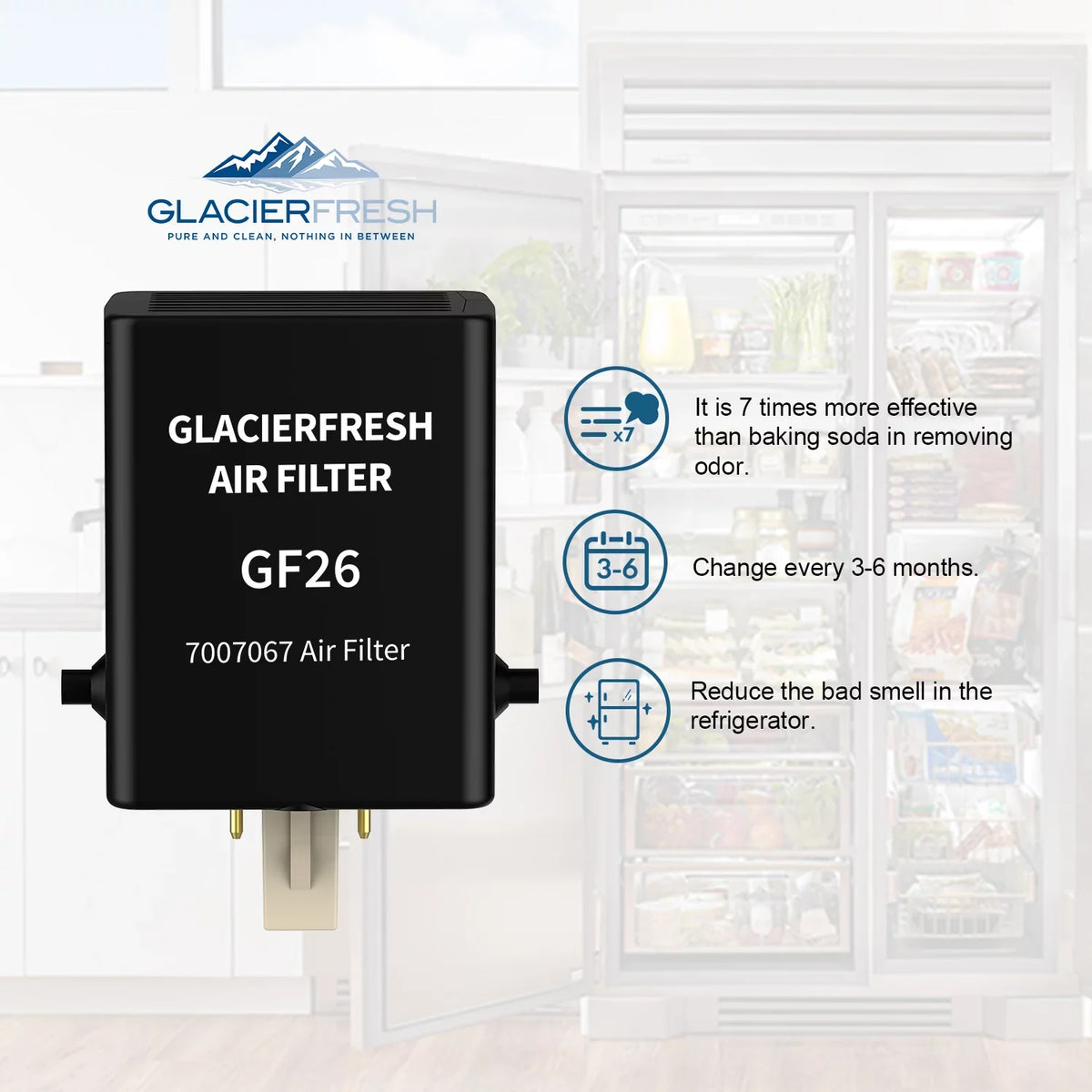 GLACIER FRESH Air Filter Replacement for Refrigerator 7007076 Air Filter, 1 Pack