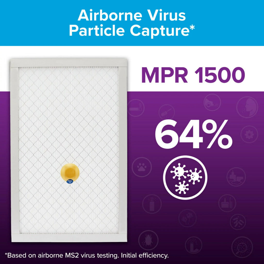 Filtrete by 3M, Smart 16x20x1, MERV 12, Allergen, Bacteria & Virus HVAC Air and Furnace Filter, Captures Allergens, Bacteria, Viruses, 1500 MPR, 4 Filters