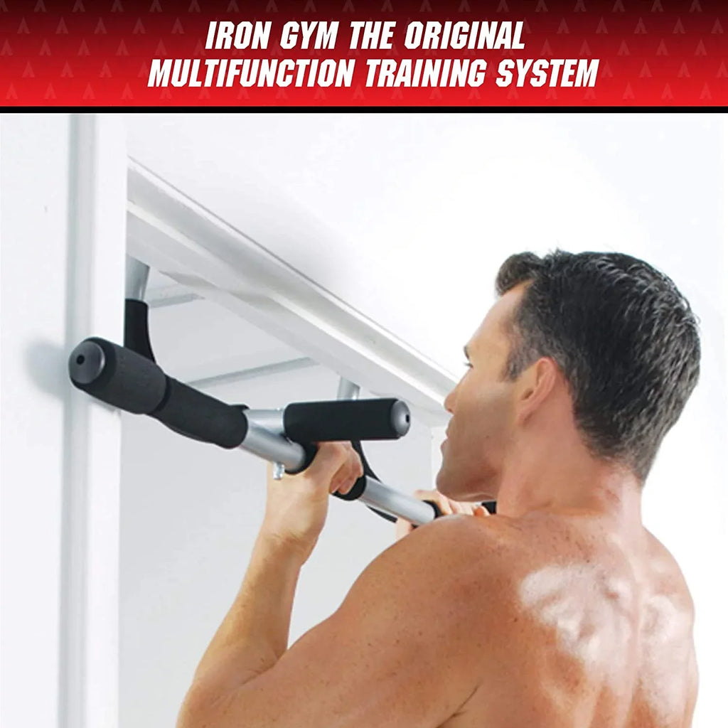 Delaman Iron Gym Pull Up Bars - Total Upper Body Workout Bar for Doorway, Adjustable Width Locking, No Screws Portable Door Frame Horizontal Chin-up Bar, Fitness Exercise & Training Equipment for Home