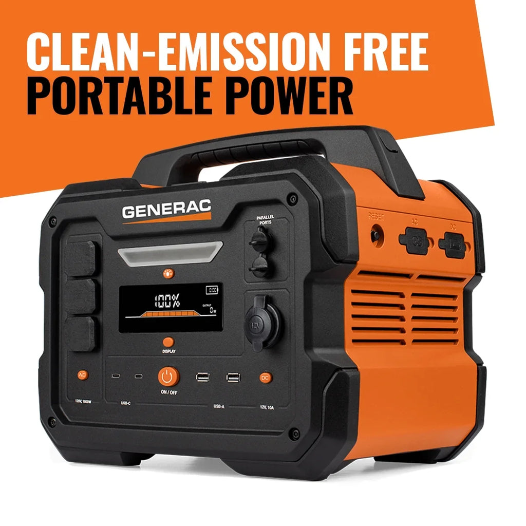 Generac 8026 Power Station 1600/3200W 2106Wh Battery Powered Portable Generator - Solar Panel Charging Compatible