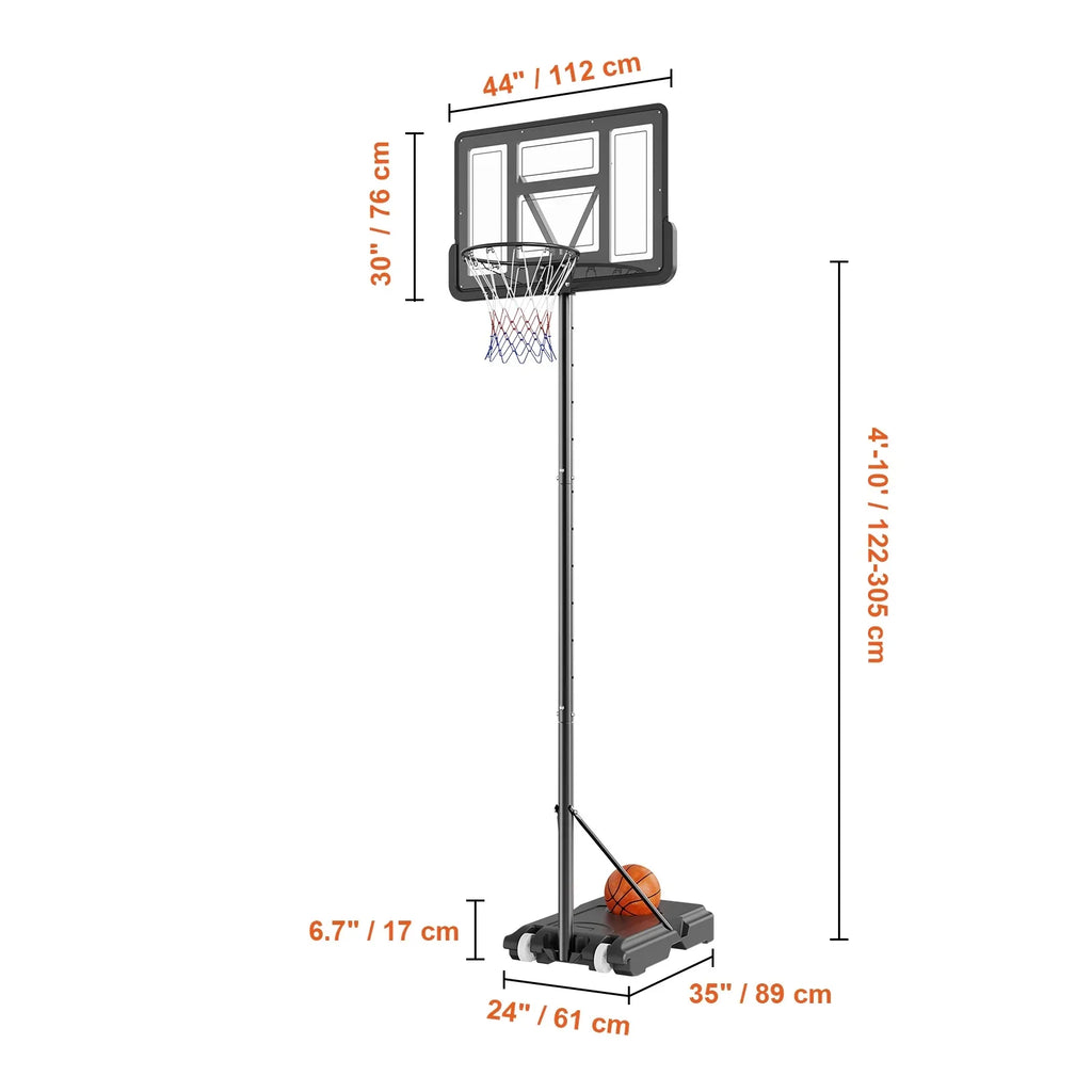 SKYSHALO Portable Basketball Hoop Goal 4-10ft Adjustable Height, Indoor Outdoor Basketball Hoop System w/ 44" Shatterproof Backboard and Stand Wheels for Teenagers Youth Junior