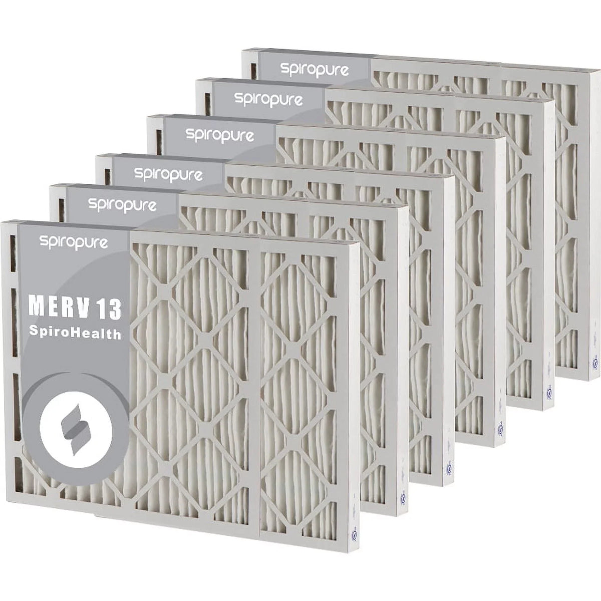 SpiroPure 15x30x2 MERV 13 Pleated Filter Air Filters - Made in USA (6 Pack)
