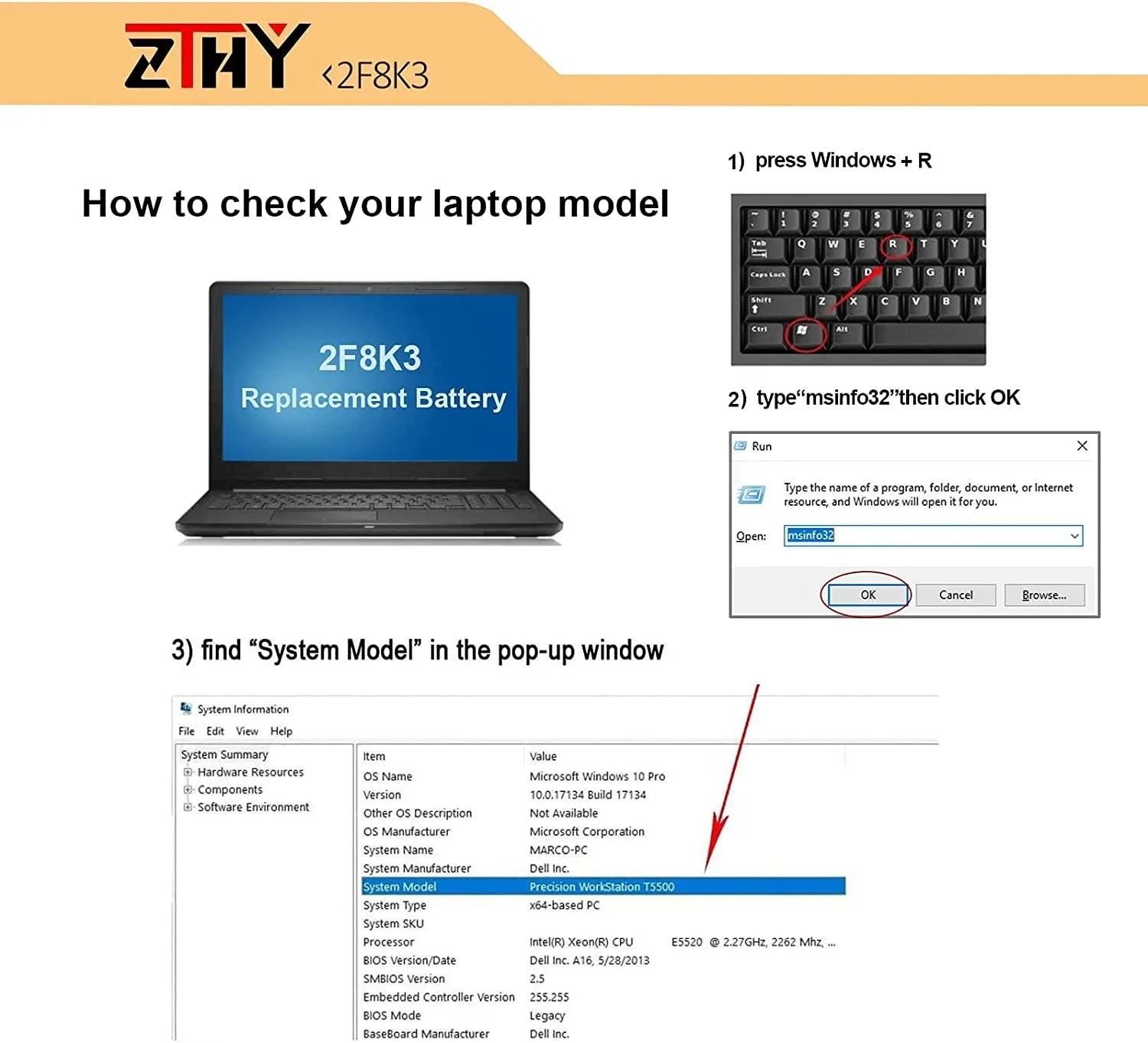 ZTHY 2F8K3 y Replacement for Dell Alienware 17 R1 17X M17X-R5 Alienware 18 R1 18X M18X-R3 Series Gaming Laptop