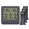 Anself Digital Wireless Indoor  Thermohygrometer with 3 Remote Sensors 98ft/ 30m Backlight & Calibration Function Humidity Monitor with 3 Transmitters Weather Stations for Home Office Gree
