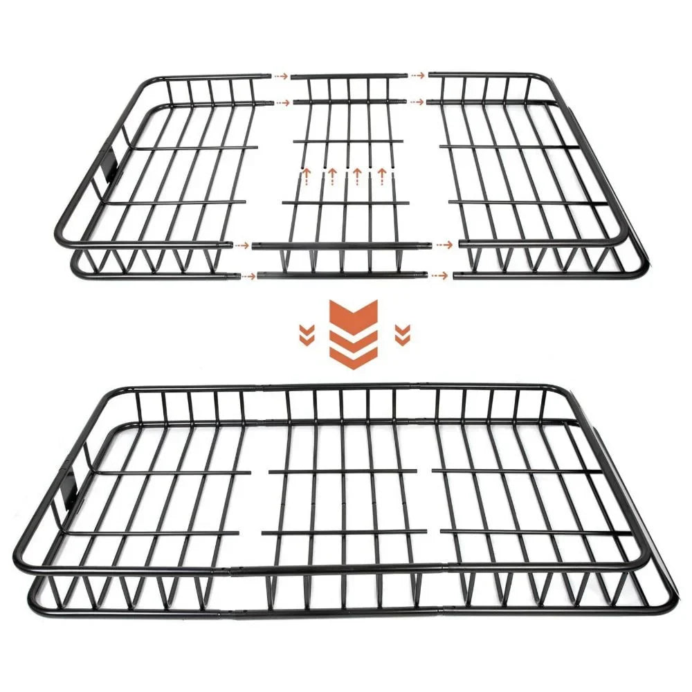 Teledu 64'' Universal Roof Rack w/Extension Cargo SUV Top Luggage Carrier Basket Holder