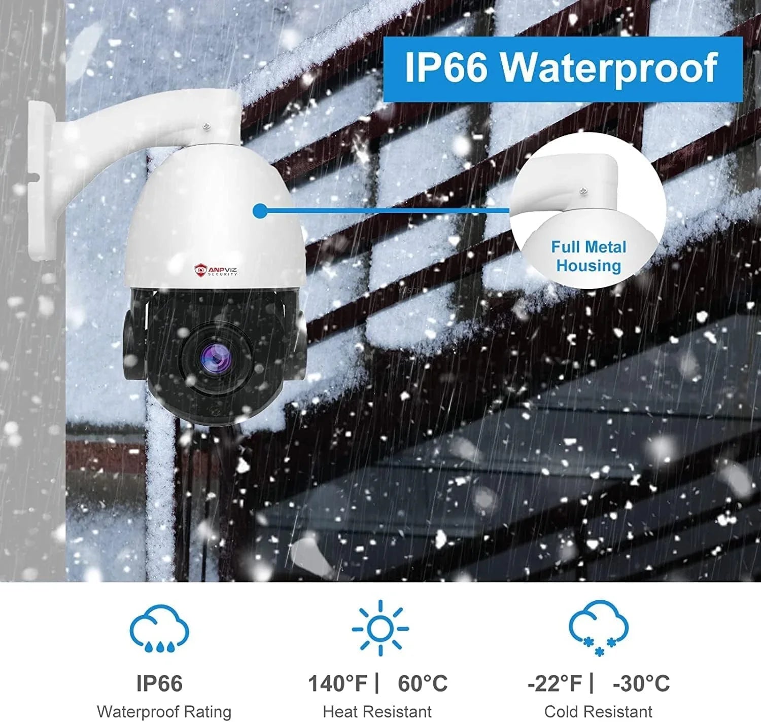Anpviz 6MP PoE PTZ IP Surveillance Camera 20X Optical Zoom, PTZ IP Security Camera Outdoor Indoor with Mic/Audio, Person Vehicle Detection, IR Night Vision, Metal, Pan 360°/Tilt 90°, IP66 Waterproof