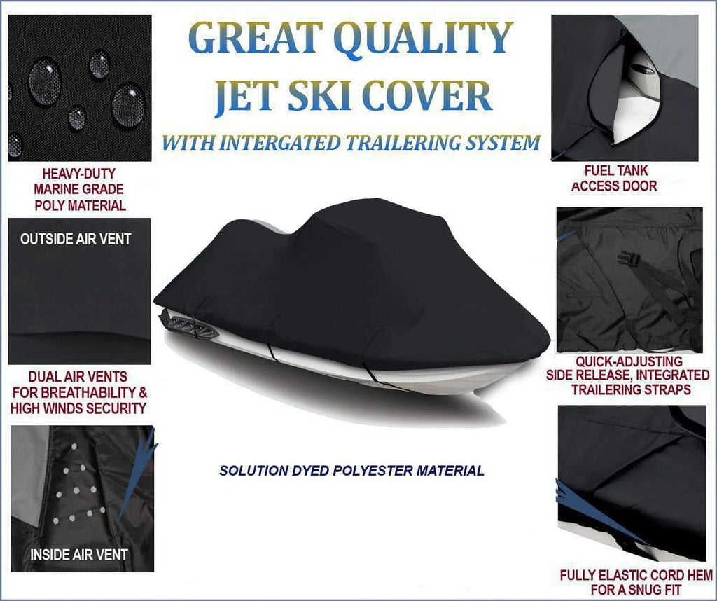 BLACK PWC 600D JET SKI Cover Compatible for Polaris SL 750 1992 1993 1994 1995 1-2 Seater