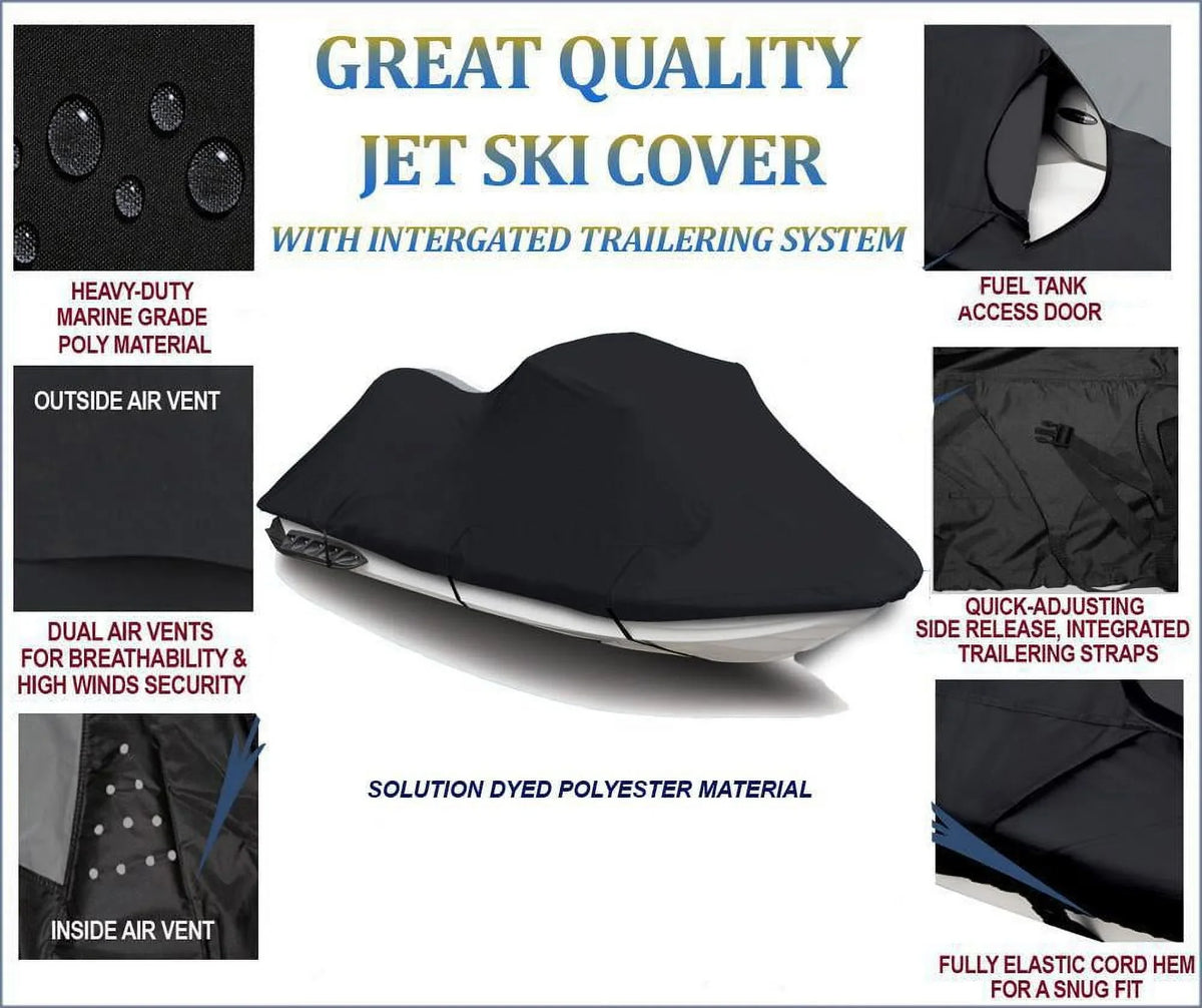 BLACK PWC 600D JET SKI Cover Compatible for Polaris SL 750 1992 1993 1994 1995 1-2 Seater