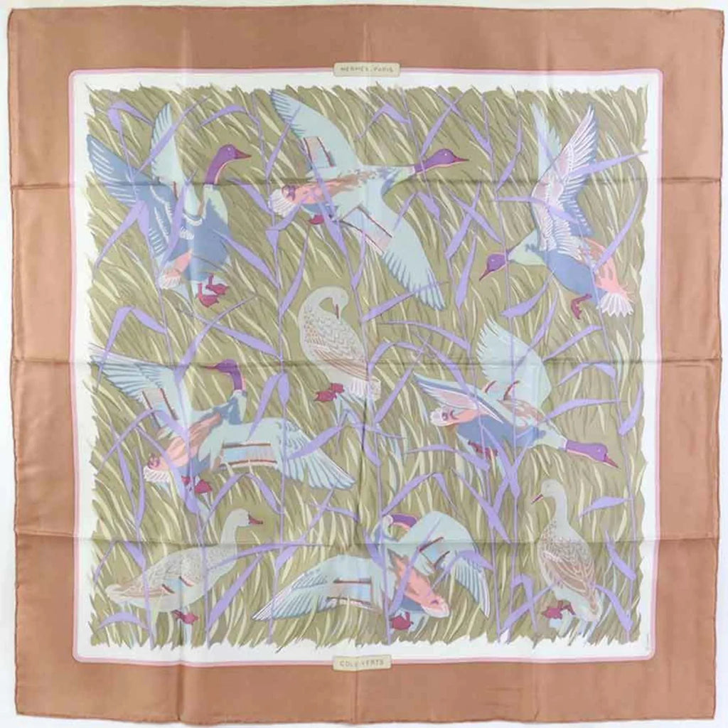 Pre-Owned HERMES Scarf Carre90 Silk Pink/Multicolor Women's (Good)