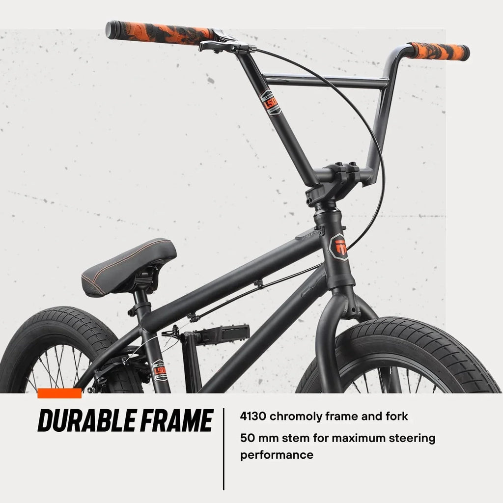 Open Box Mongoose Legion Freestyle BMX Bike, Steel Frame, 20 Inch Wheels - BLACK/ORANGE