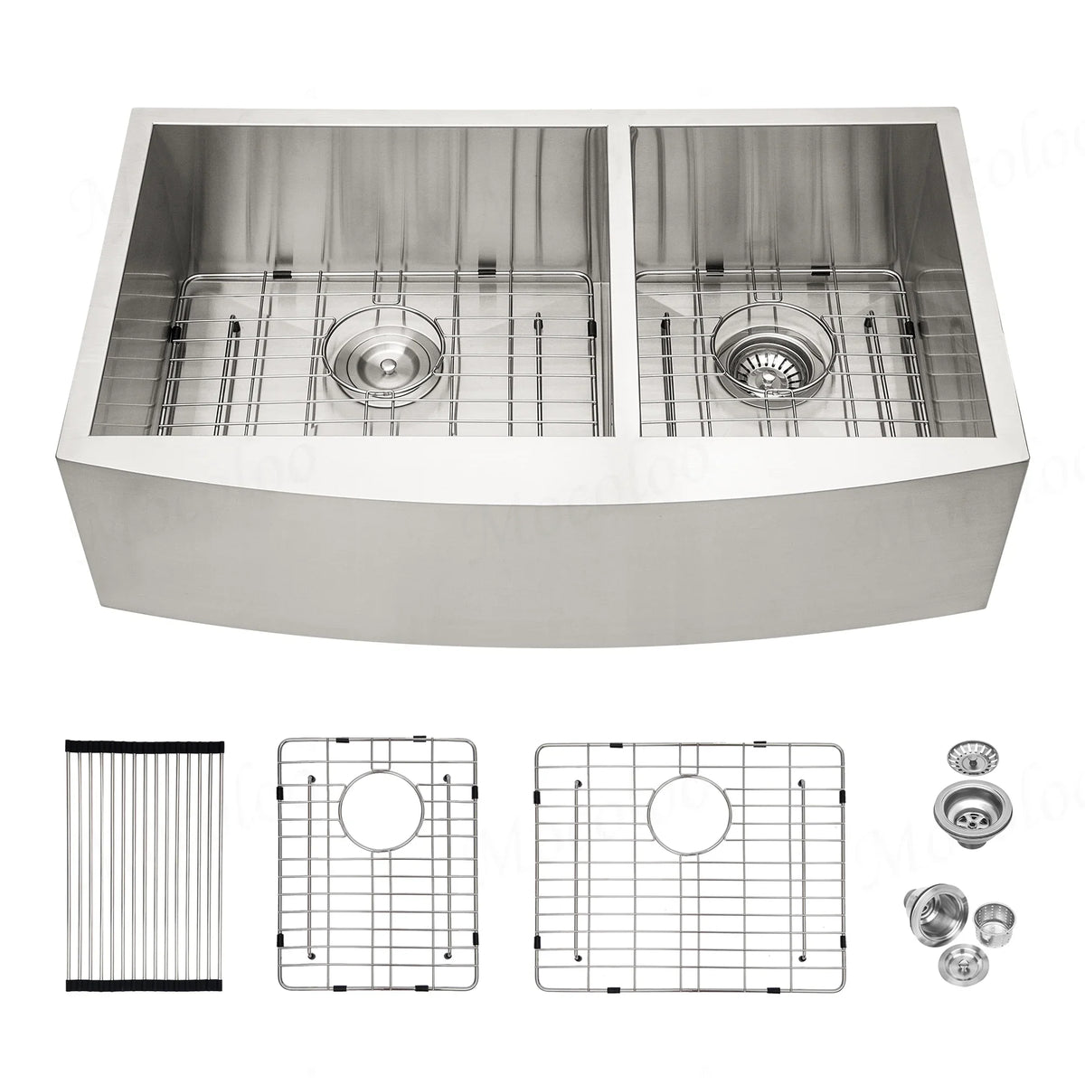 33 Inch Double Farmhouse Sink - Mocoloo Apron Front Kitchen Farm Sink 18 Gauge Stainless Steel Farmhouse Sink 33x20x9 Inch Double Bowl 60/40 Kitchen Sink