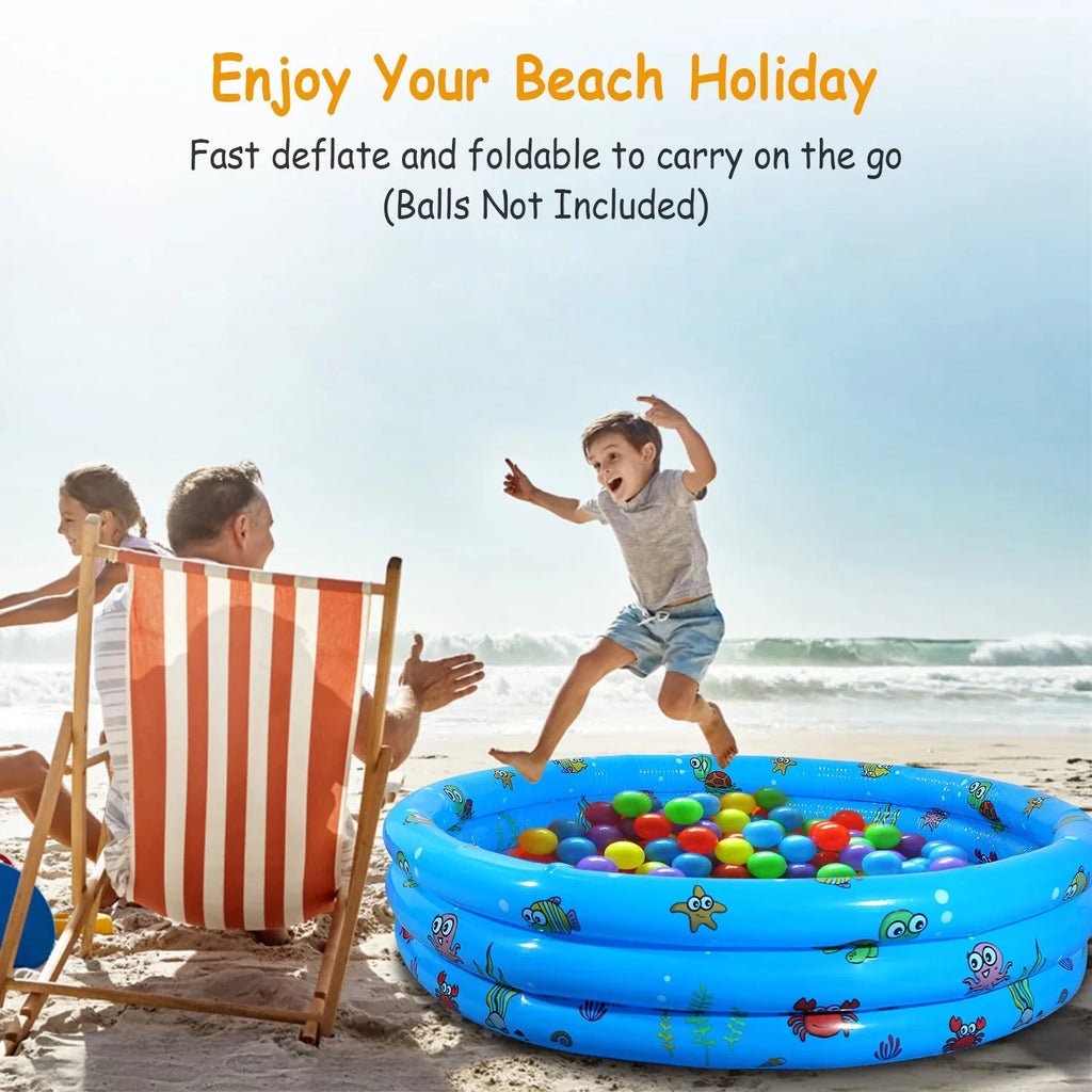 iMounTEK Kid Family Pool, 51x13” Inflatable Swimming Pool for 3 Kids with 4 Bottom Water Drain Plug