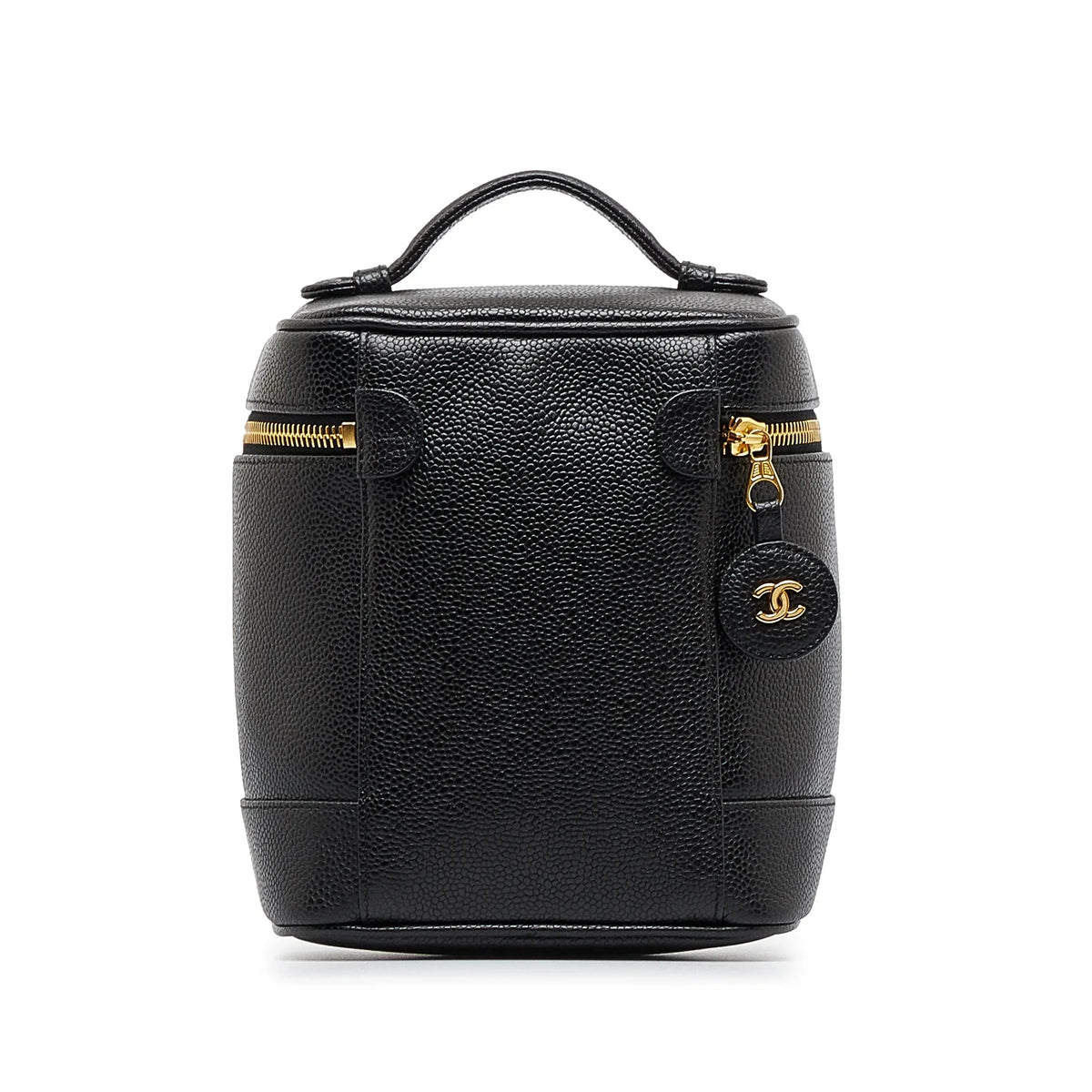 Pre-Owned Authenticated Chanel CC Caviar Vanity Bag Leather Black Unisex (Good)