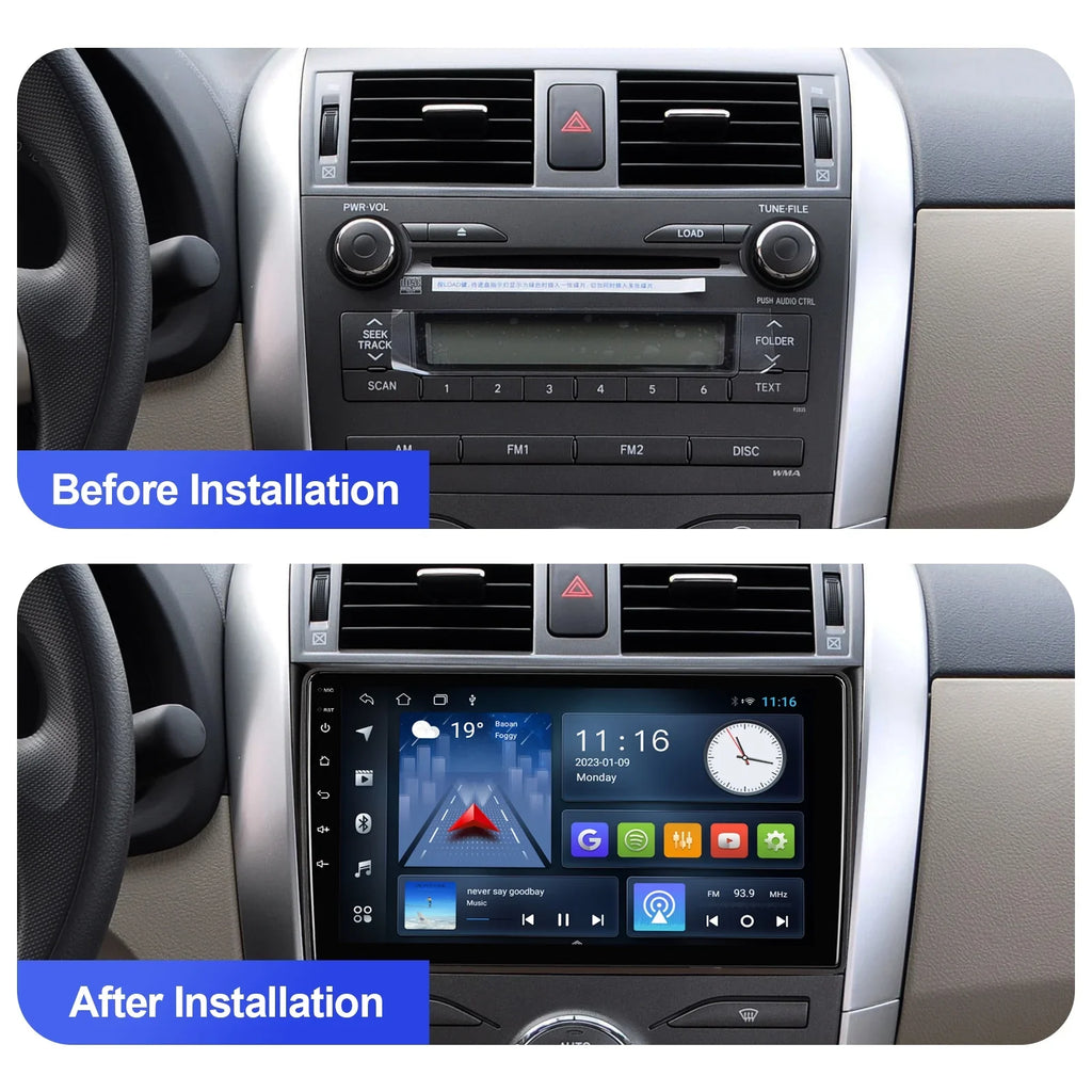 Android 10 Double Din Car Stereo for Toyota Corolla 2009-2013 with 9 Inch Touchscreen Radio Built-in Wireless Carplay/Android Auto/GPS/Bluetooth/FM/AUX-in/Steering Wheel Control Backup Camera 2+32G