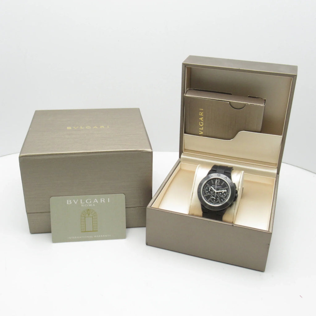 Pre-Owned BVLGARI Diagono Magnesium Chrono Wrist Watch watch Wrist Watch DG42SMCCH Mechanical Automatic Black  Rubber belt mag DG42SMCCH (Good)