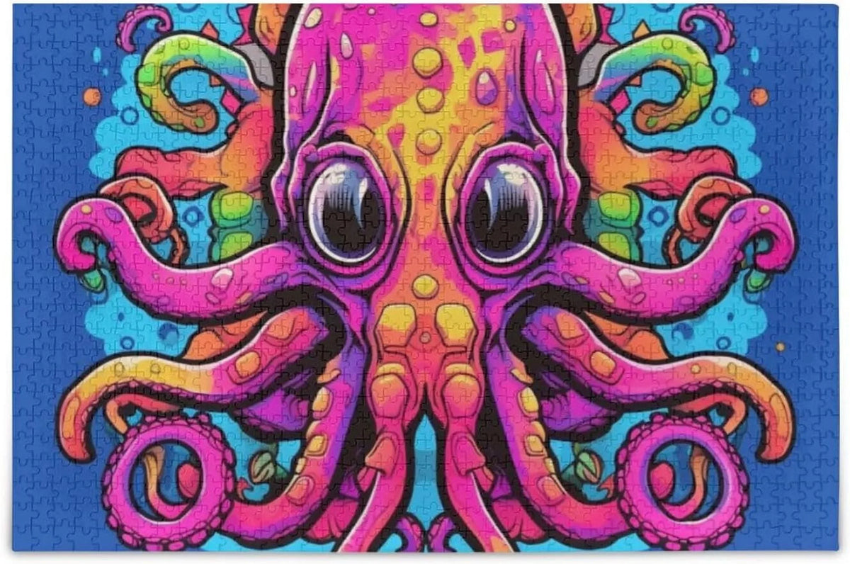 Big Eyes Octopus Jigsaw Puzzle 1000 Pieces, Zigsaw with Storage Bag and Reference Picture Easy to Solve