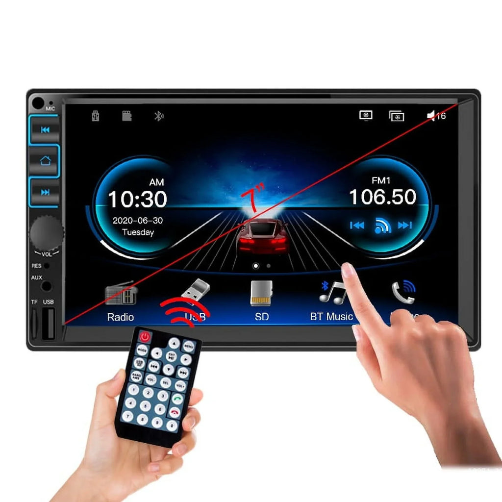 Car Radio 7'' 2 Din Stereo Receiver Bluetooth, Microphone, Mirror Link, Display, GPS, Touch Screen Support Apple Carplay , Android Auto