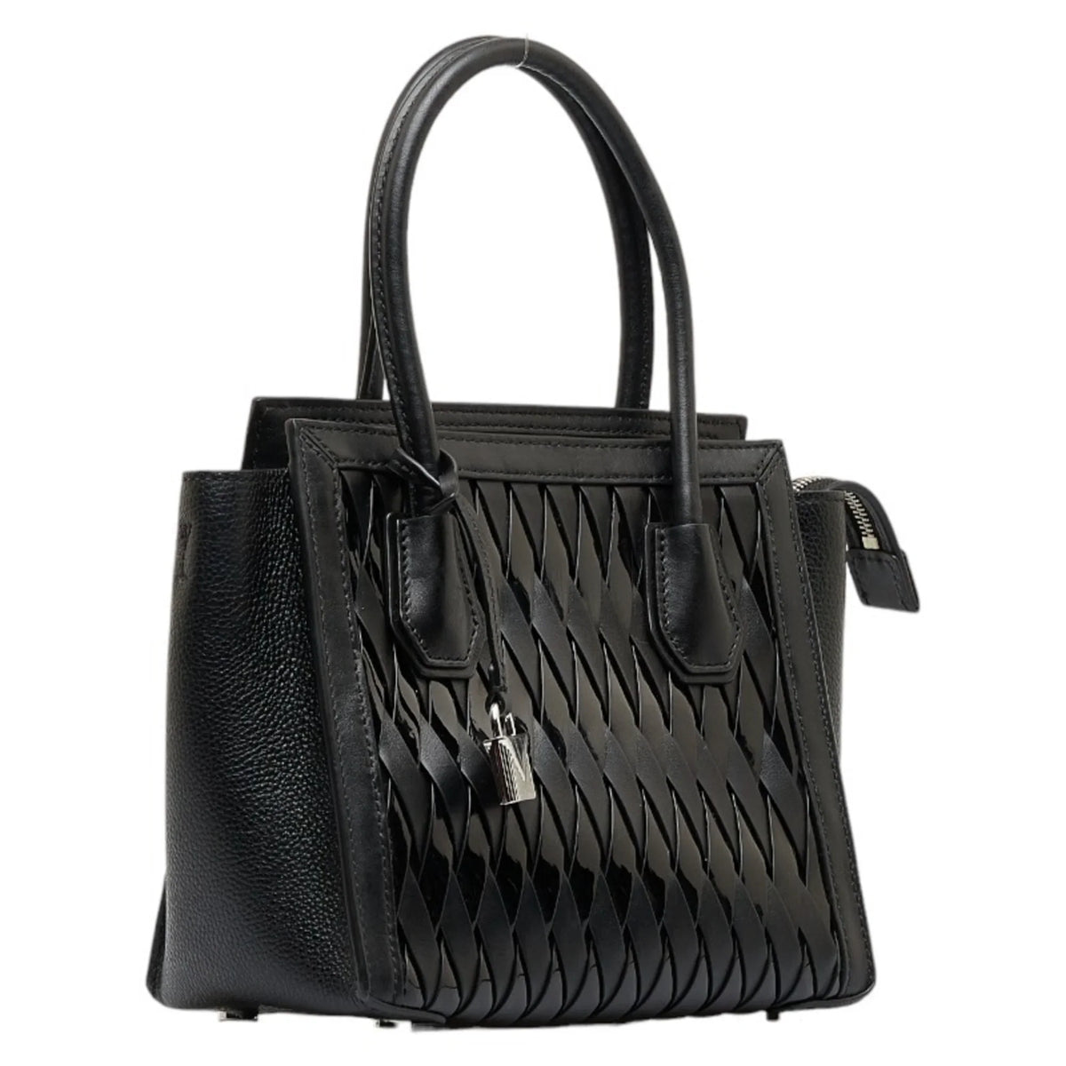 Pre-Owned Michael Kors Mercer Studio Woven Handbag Shoulder Bag Black Leather Patent Women's (Good)
