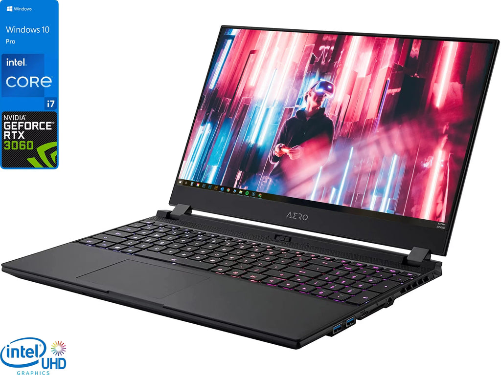 GIGABYTE AERO 15 OLED RP75 Gaming Laptop, 15.6" 4K UHD Display, Intel Core i7-11800H Upto 4.6GHz, 16GB RAM, 4TB NVMe SSD, NVIDIA GeForce RTX 3060, HDMI, Mini DP, Thunderbolt, Windows 10 Pro
