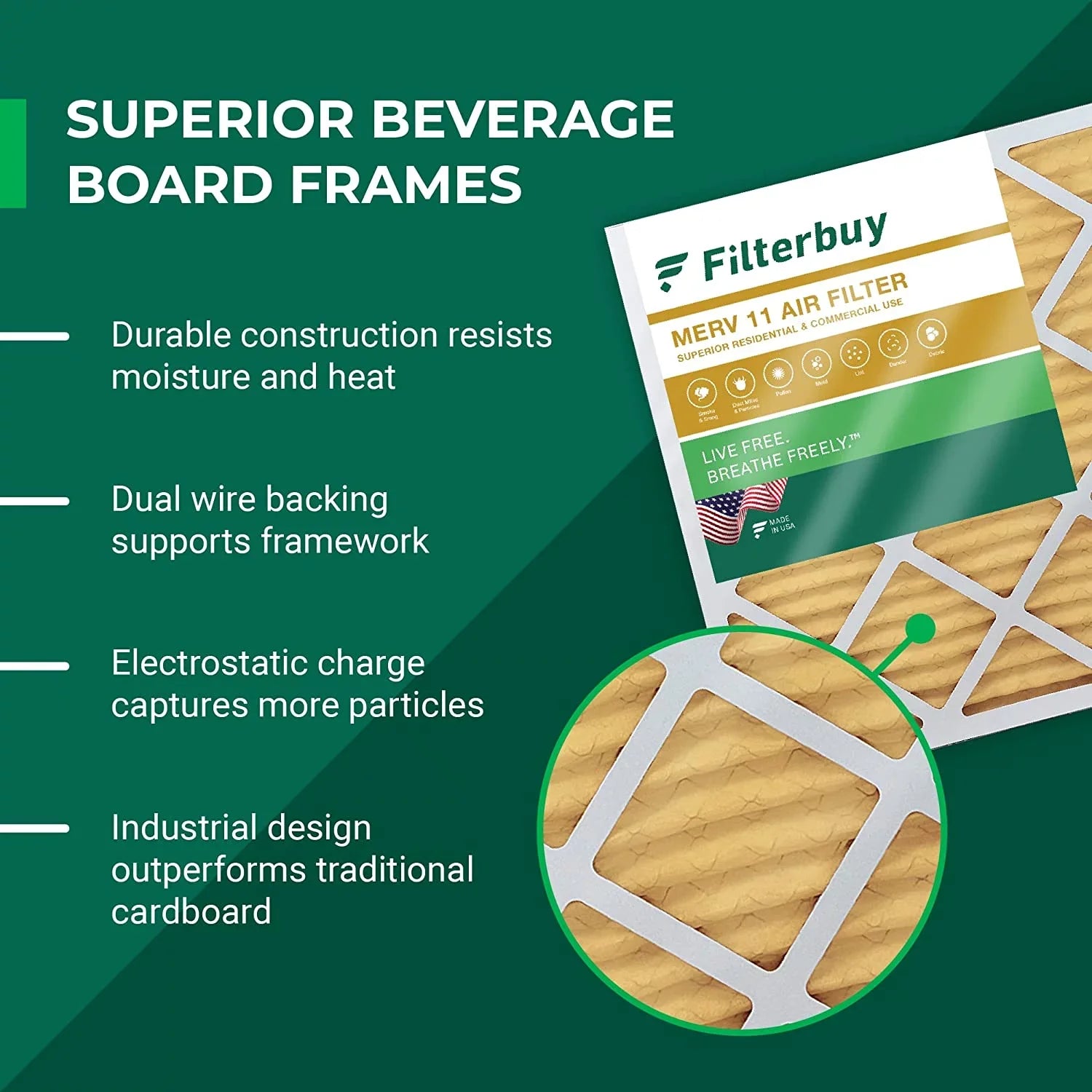 Filterbuy 12x12x4 MERV 11 Pleated HVAC AC Furnace Air Filters (3-Pack)