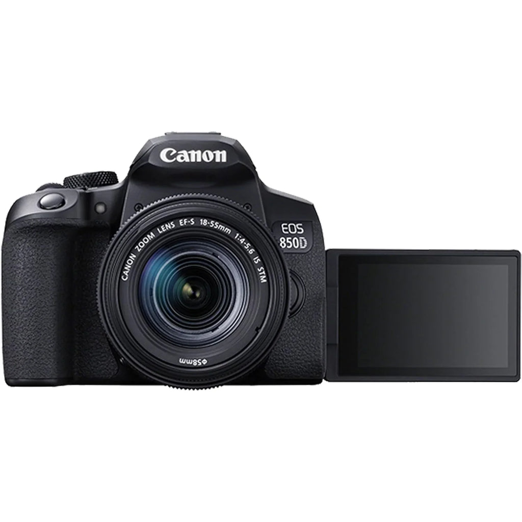Canon EOS 850D (Rebel T8i) DSLR Camera with 18-55mm Lens + 2PC 64 GB Memory + Spare High Capacity Battery + Filters + Tripod + Mini Tripod + More (29 pc Bundle)
