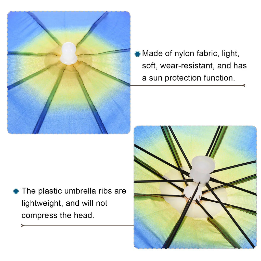Uxcell 20" Fishing Umbrella Hat Folding Sun Rain Cap Head Umbrella Rainbow Color 4 Pack