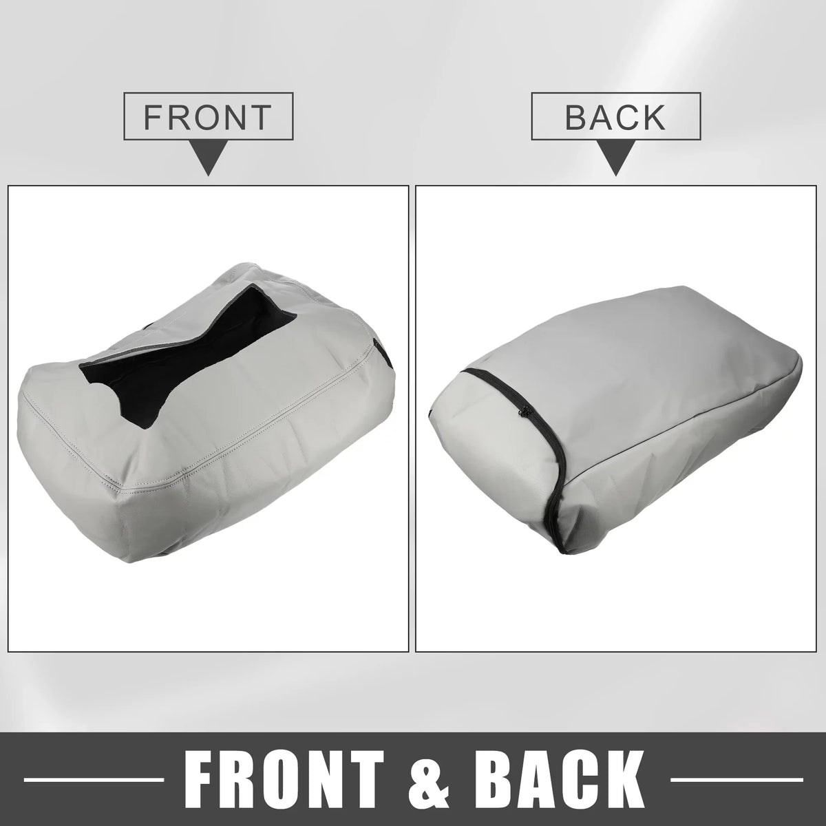 Center Console Cover Pad Waterproof for Chevy Silverado 1500 1500HD 2007-2014 Faux Leather Gray