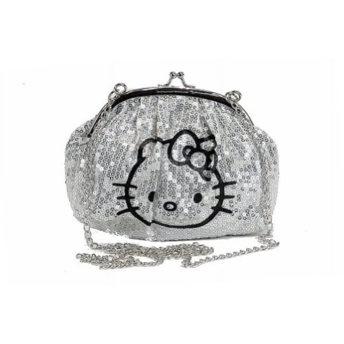 Hand Bag - Hello Kitty - Silver Sequin Mini Kisslock Purse