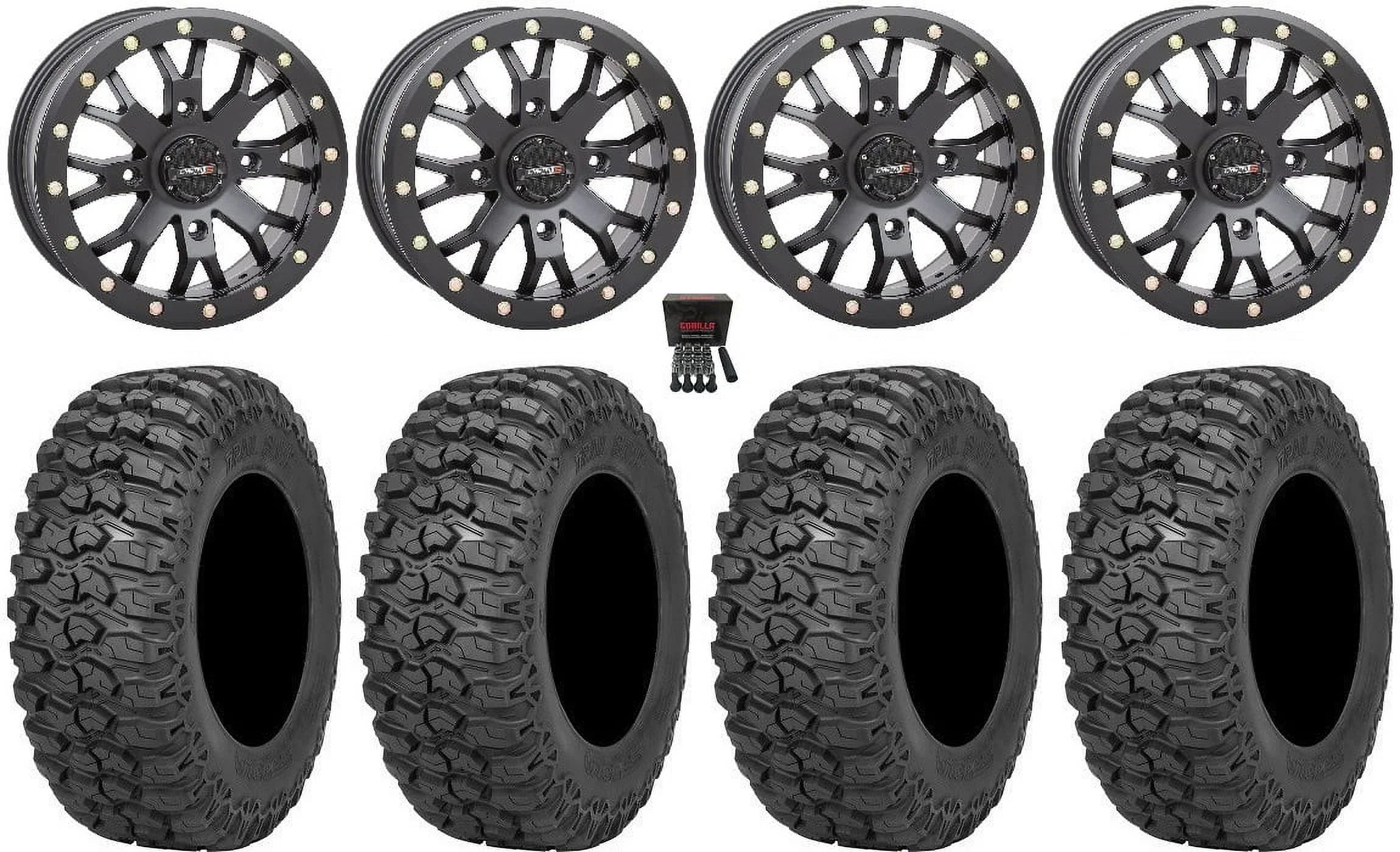 System 3 SB-4 14" Wheels Bk (6+1) 30" Trail Saw 2.0 Tires Can-Am Commander Maverick Renegade Outlander Defender