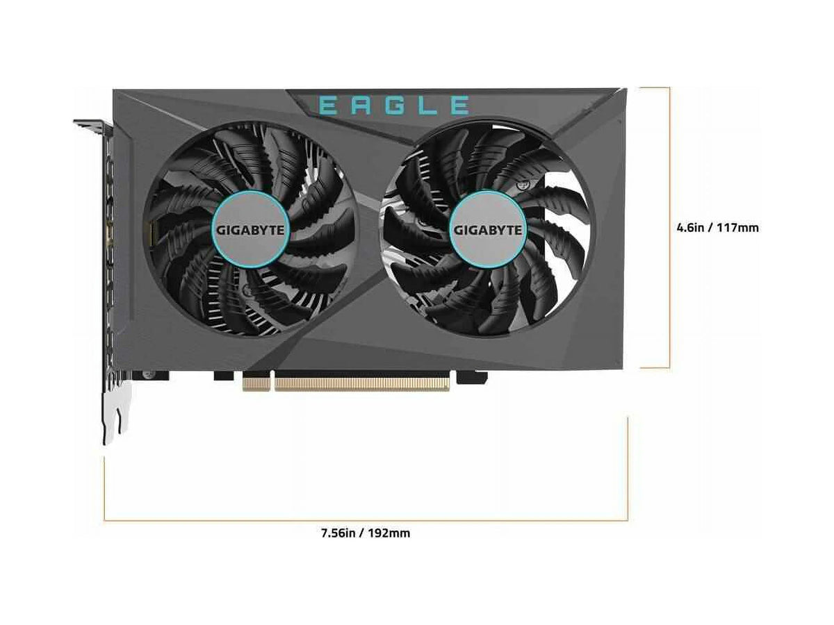 GIGABYTE GeForce RTX 3050 EAGLE OC 6G Graphics Card, 2x WINDFORCE Fans, 6GB GDDR6 96-bit GDDR6, GV-N3050EAGLE OC-6GD Video Card