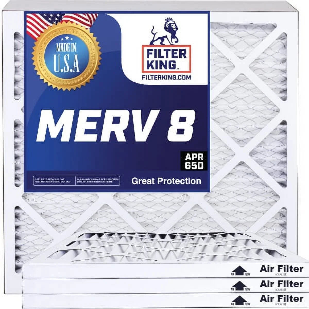 Filter King 23x12x1 Air Filter | 4-PACK | MERV 8 HVAC Pleated A/C Furnace Filters | MADE IN USA | Actual Size: 23 x 12 x .75"
