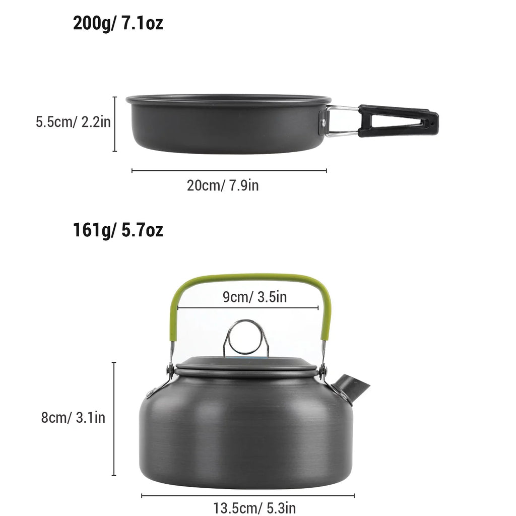moobody Camping Cookware Mess Kit Non-Stick Pot and Pan Set with Kettle for Camping Hiking Backpacking