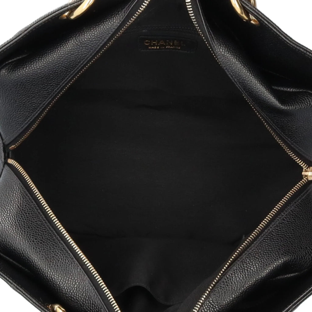 Pre-Owned CHANEL Caviar Chain Tote Shoulder Bag Skin Black Women's (Good)