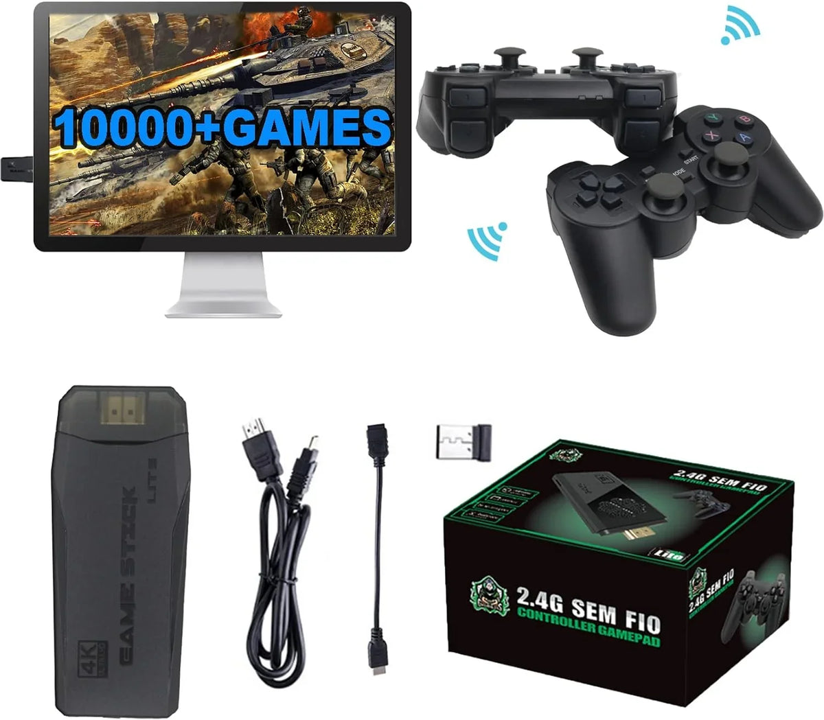Microea Retro Video Game Console with 10000+ Classic Games, Dual 2.4G Wireless Game Controller, Support HD Output Display Screen Connection, Birthday Gift Halloween
