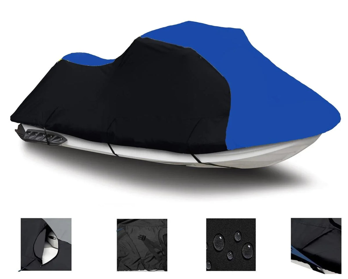 BLACK / BLUE HEAVY-DUTY, 600 DENIER Compatible for Arctic Cat Tiger Shark TS 640 TS 770 1998 1999 Jet SKi Cover 1 - 2 Seater 2 Seater 111"