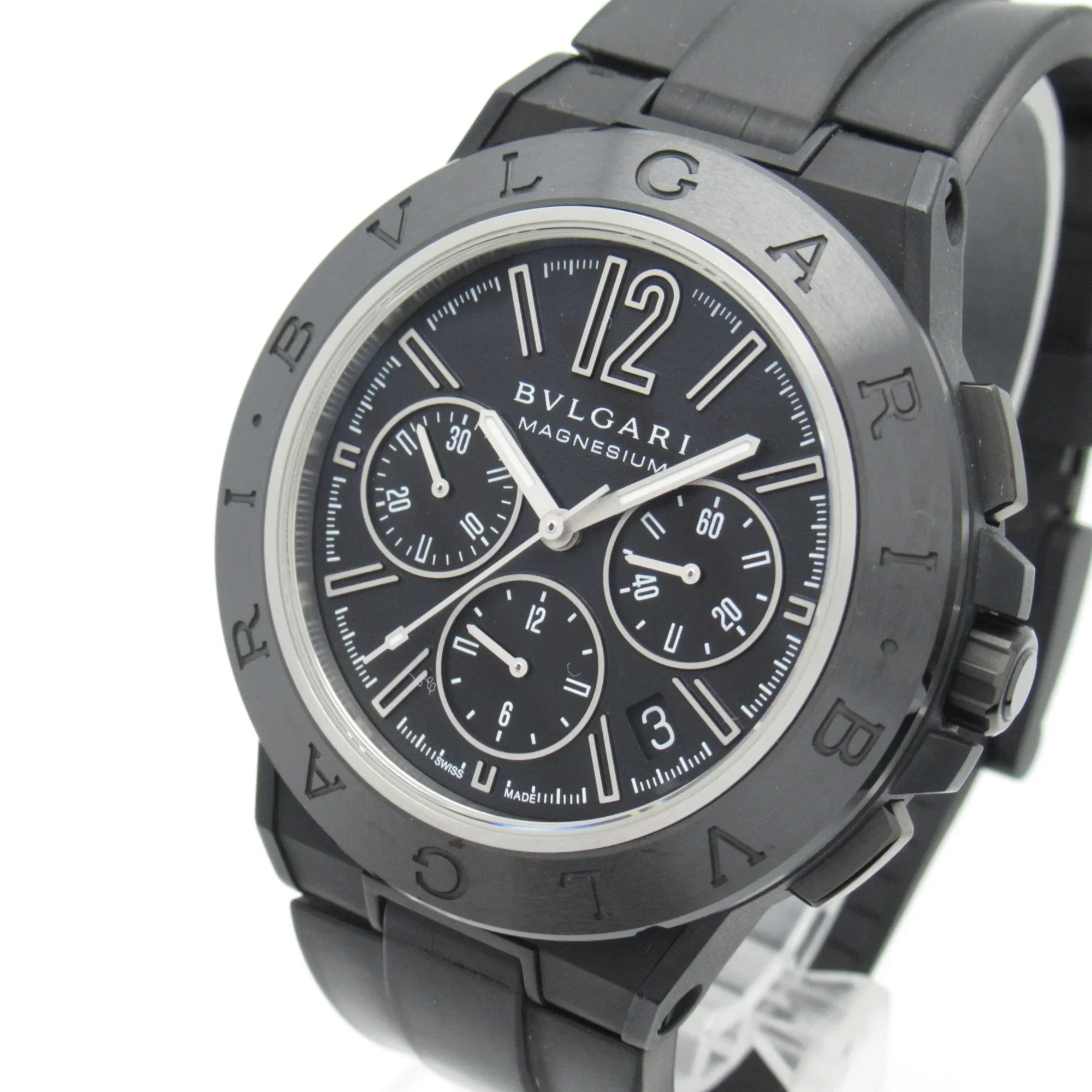 Pre-Owned BVLGARI Diagono Magnesium Chrono Wrist Watch watch Wrist Watch DG42SMCCH Mechanical Automatic Black  Rubber belt mag DG42SMCCH (Good)