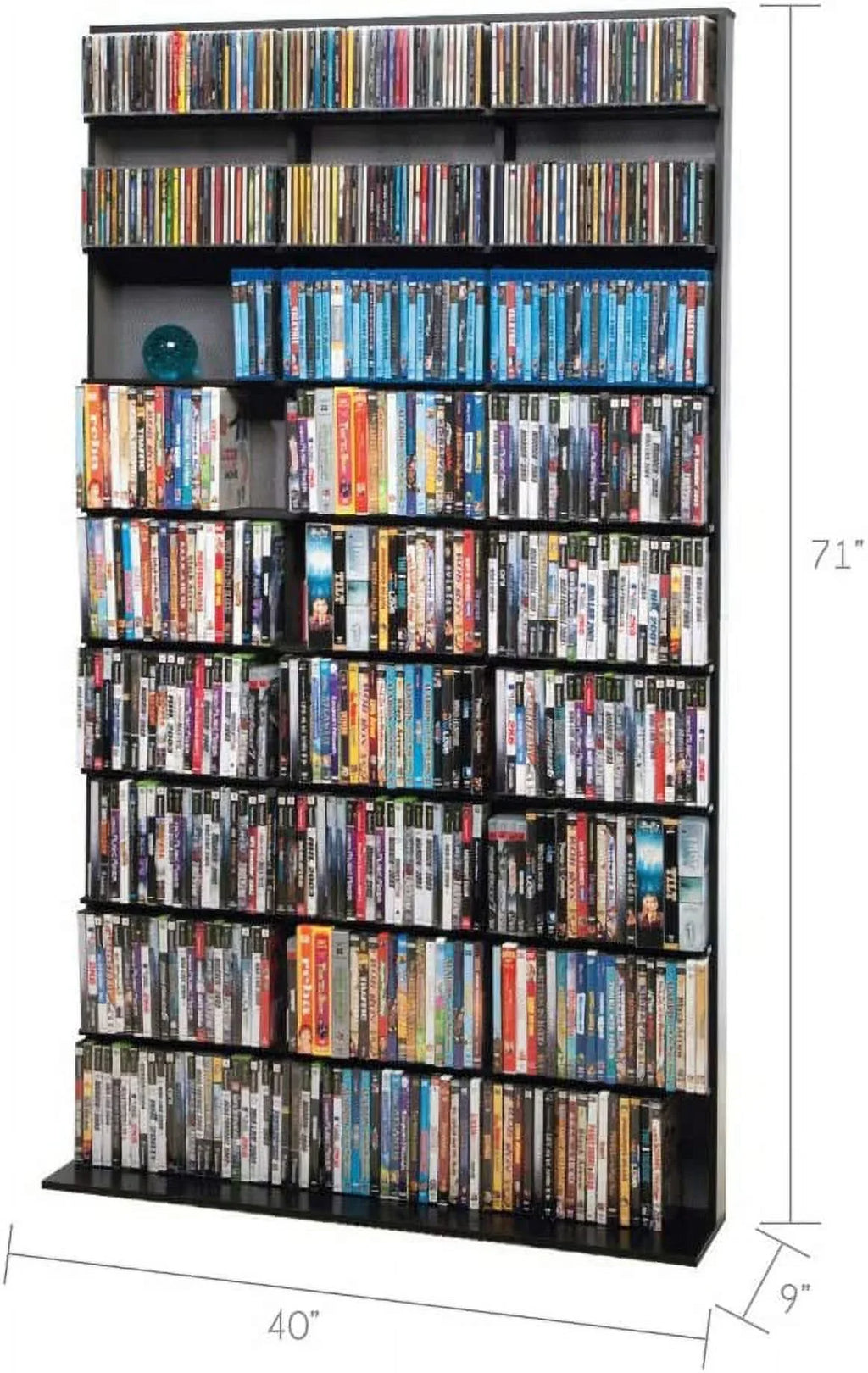 Media Storage Cabinet - Large Tower, Stores 837 s, 630 Blu-Rays, 531 s, 624 PS3/PS4 Games Or 528 Wii Games With 9 Fixed Shelves, PN35435725 In Black